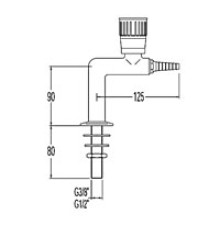 13010_2 Кран лабораторный д/технического газа (О2) Г-образный д/установки в столешницу