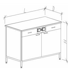 Стол-тумба с дверками с ящиками и розетками 1200 СТЛwб-М с/я.р.