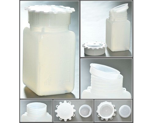 Емкость для общелабораторного применения (бутылка квадратная) 100 мл.,с дел.,ПЭВП,Aptaca,уп.100 шт.