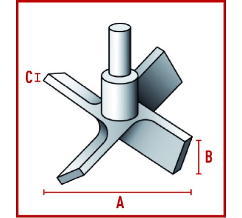 Перемешивающий элемент Bohlender пропеллерный, 4 лопасти, длина 600 мм, 100 х 20 х 5 мм, PTFE (Артикул C 484-22)