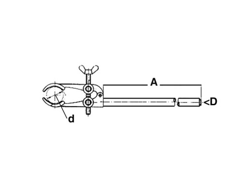 Зажим штативный Bochem, с тремя лапками, со штангой, длина 150 мм, диаметр захвата 0-35 мм, алюминий